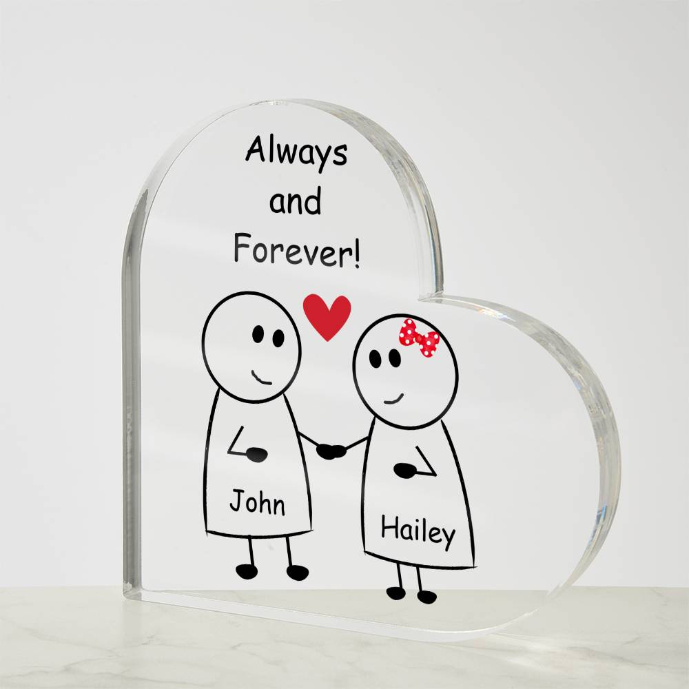 Printed Heart Shaped Acrylic Plaque, gift for valentine's day