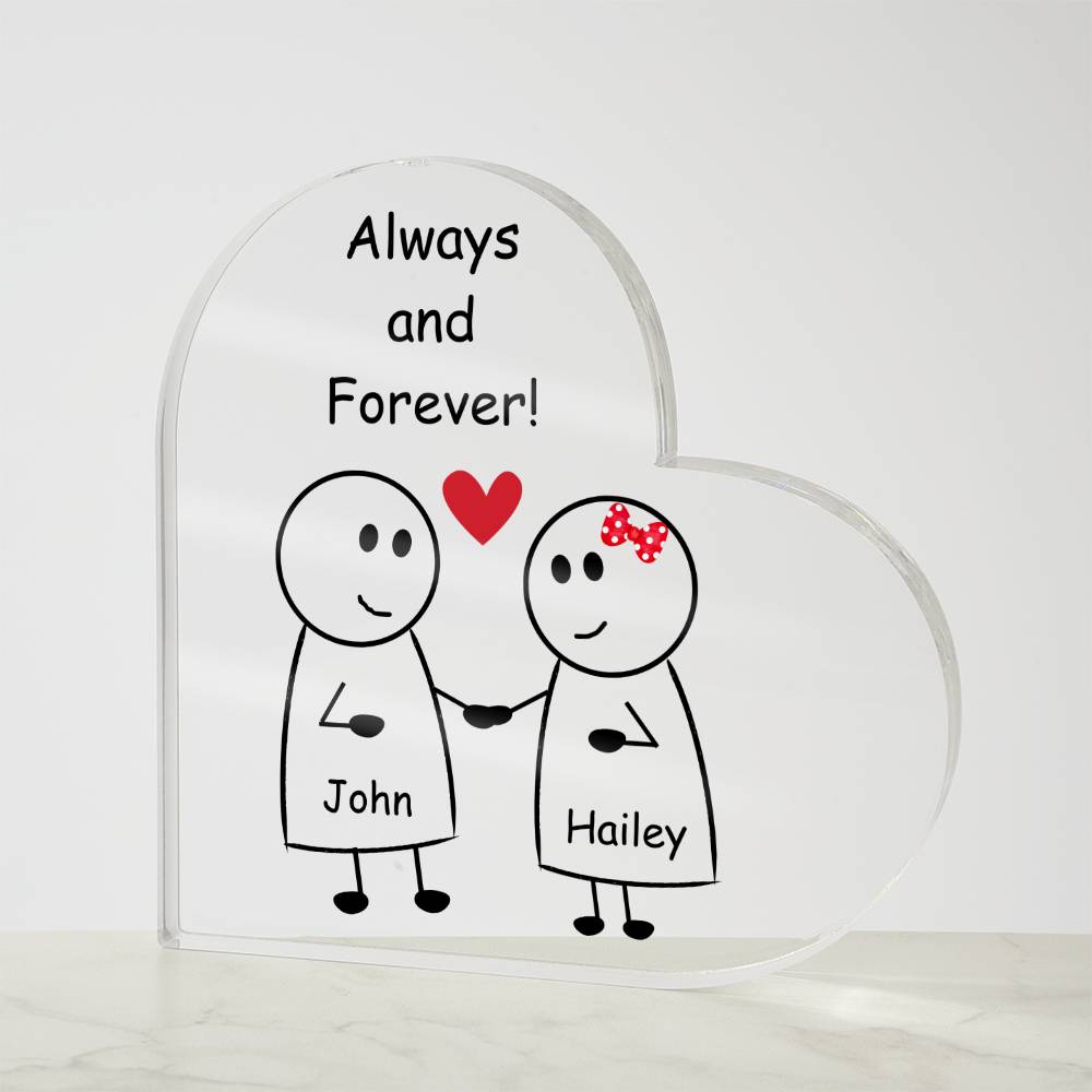 Printed Heart Shaped Acrylic Plaque, gift for valentine's day