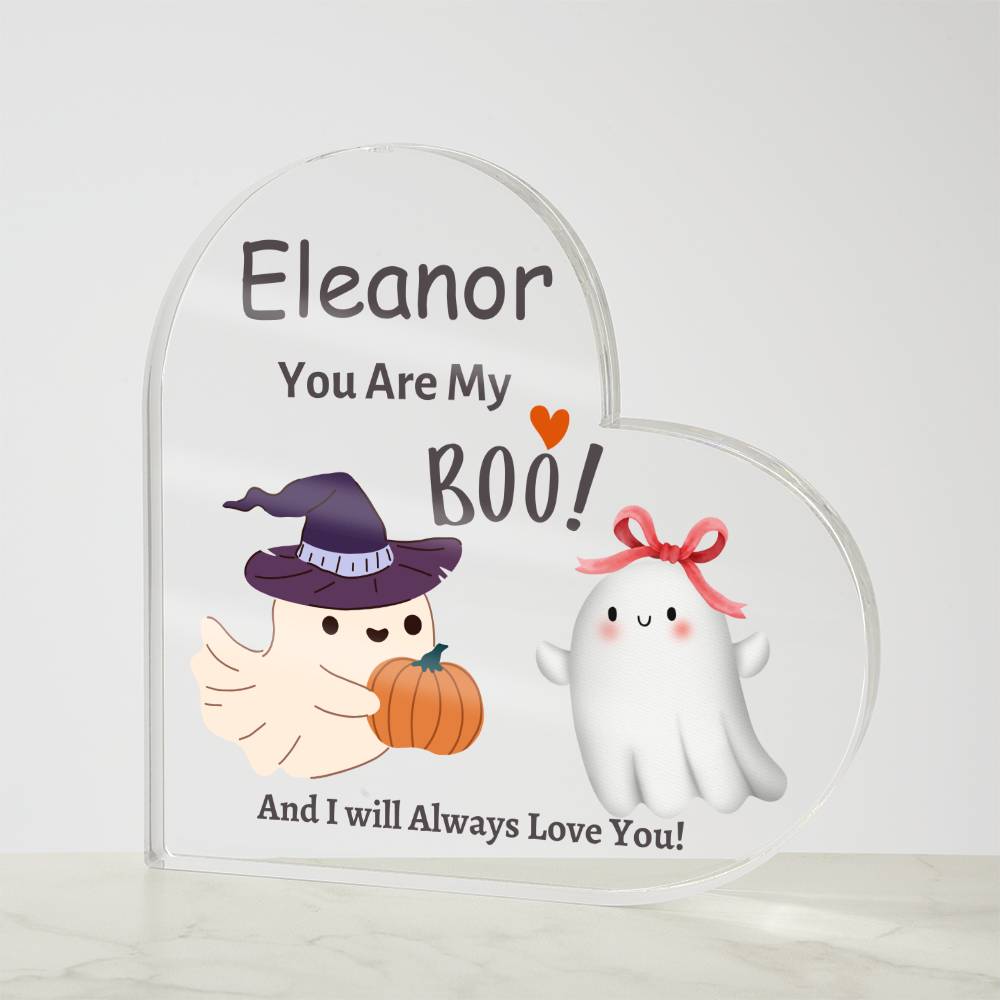 Printed Heart Shaped Acrylic Plaque, gift for boo, girlfriend, wife, husband, boyfriend for Halloween