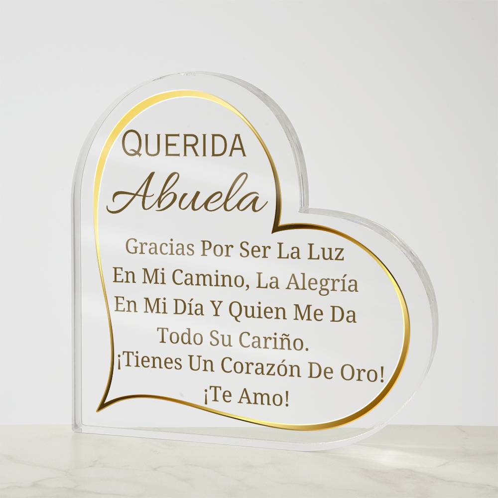 Printed Heart Shaped Acrylic Plaque, gift for grandmother for Thanksgiving, Christmas. Regalo para abuela para navidad