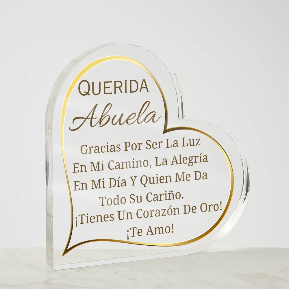 Printed Heart Shaped Acrylic Plaque, gift for grandmother for Thanksgiving, Christmas. Regalo para abuela para navidad