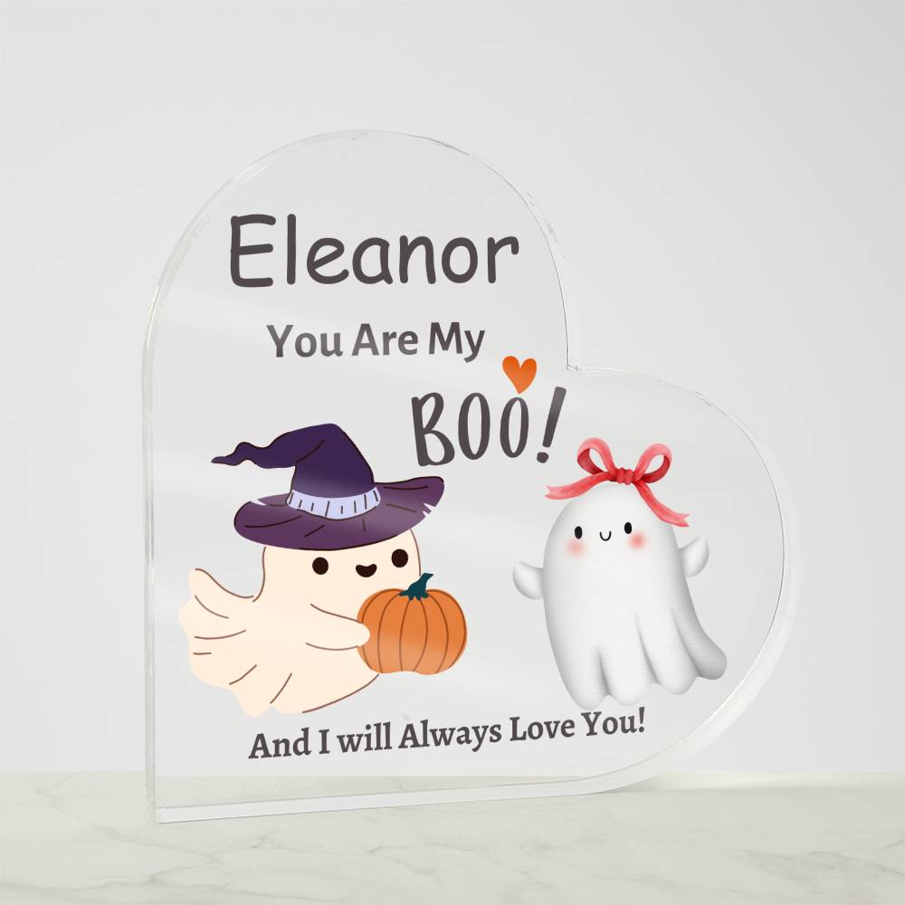 Printed Heart Shaped Acrylic Plaque, gift for boo, girlfriend, wife, husband, boyfriend for Halloween