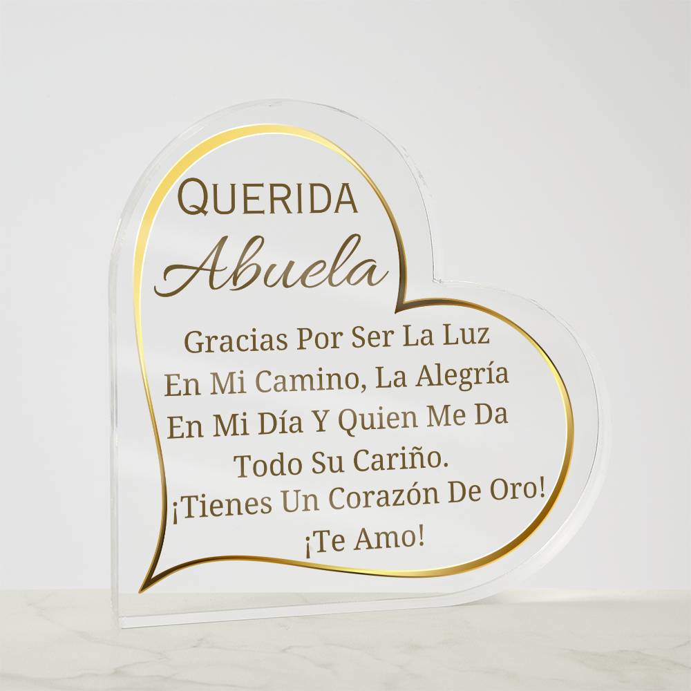 Printed Heart Shaped Acrylic Plaque, gift for grandmother for Thanksgiving, Christmas. Regalo para abuela para navidad