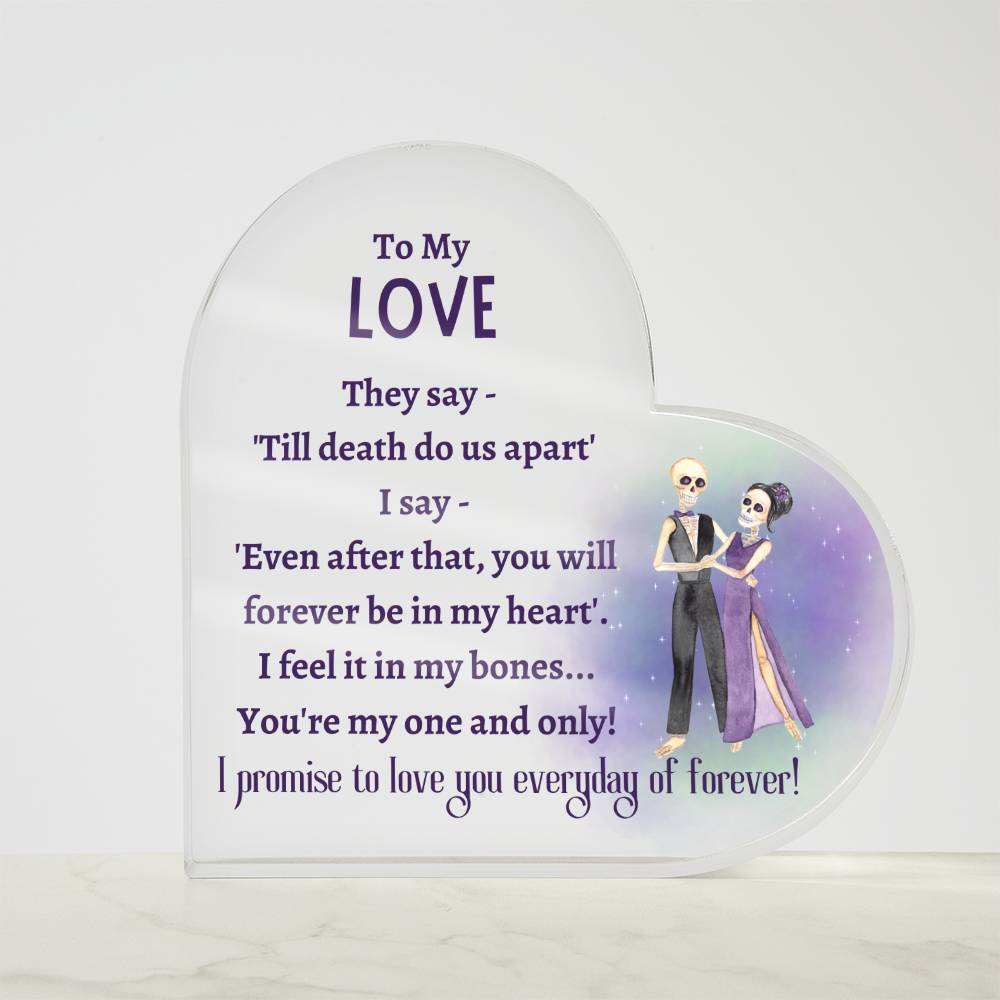 Printed Heart Shaped Acrylic Plaque, gift for wife for Halloween