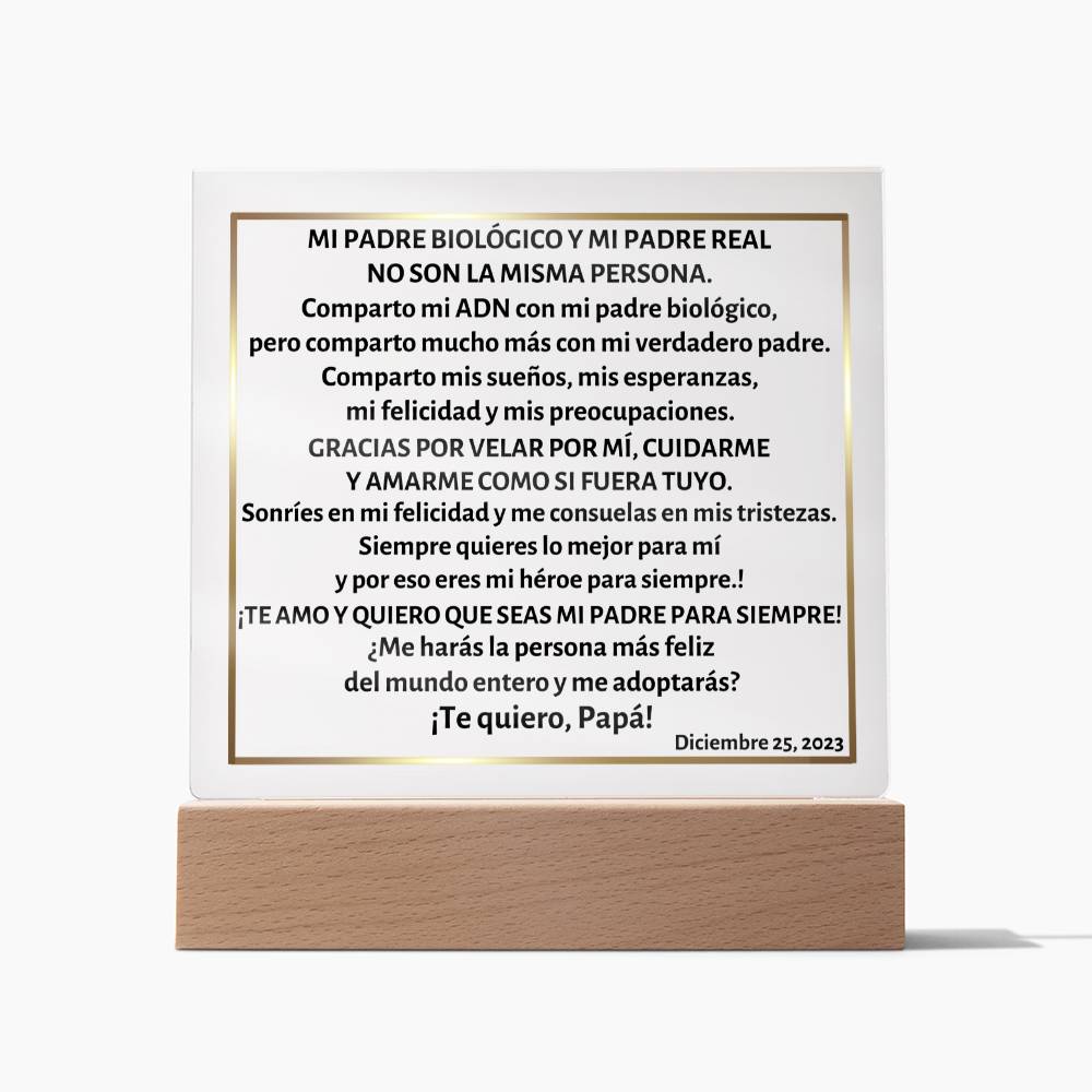 Acrylic Square Plaque, Placa cuadrada acrílica, regalo para padrastro ¿me adoptas?