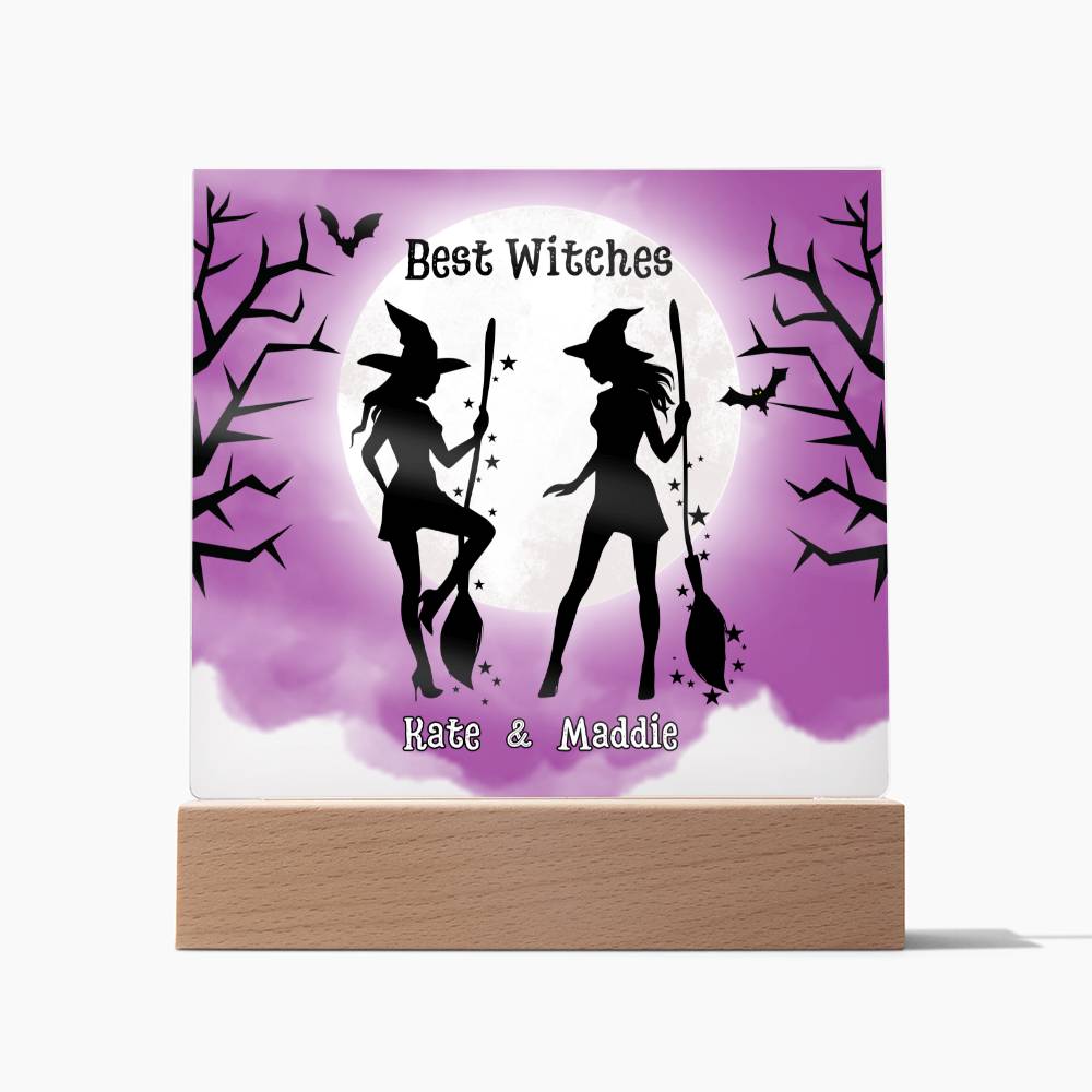 Personalized Square Acrylic Plaque, gift for best witch, best friend on Halloween