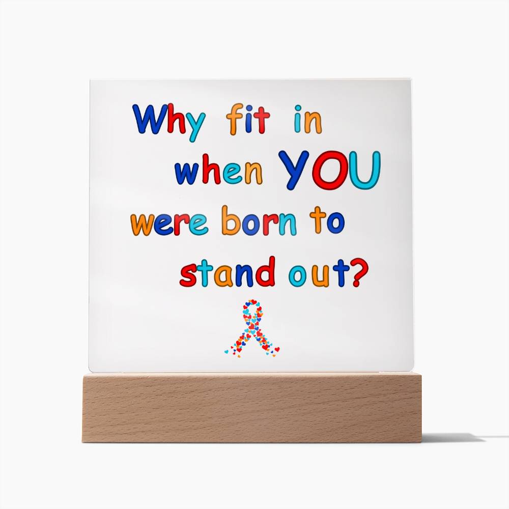 Acrylic square plaque, Autism awareness gift