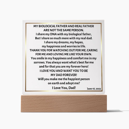 Acrylic Square Plaque, gift for step dad, step father, will you adopt me?