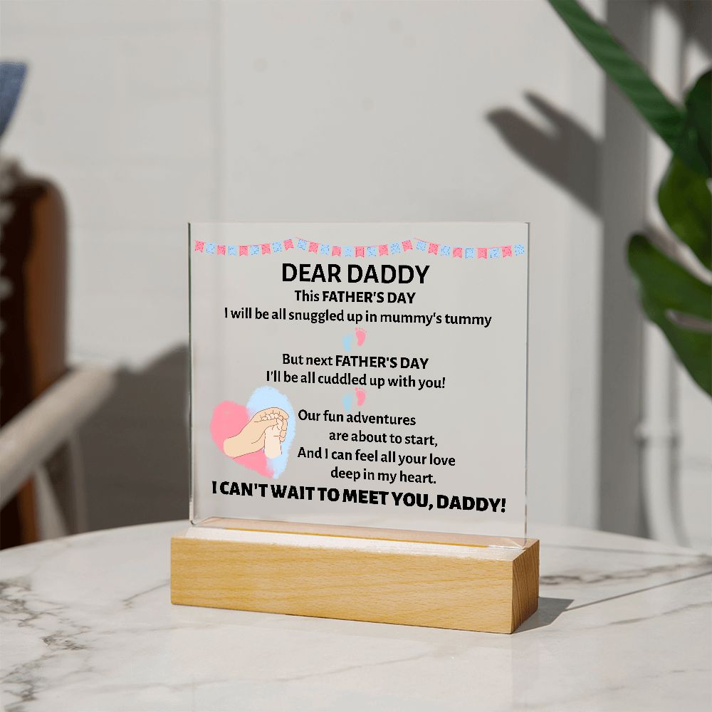 Acrylic square plaque, gift for daddy-to-be, father-to-be, on father's day