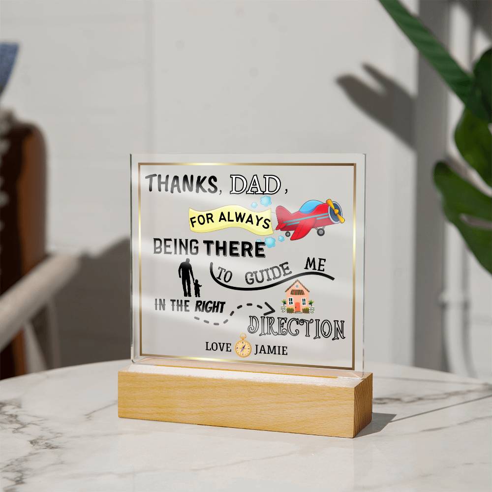 Square Acrylic Plaque, Personalized gift for Dad, Father on his birthday, Thanksgiving, Father's Day, Christmas