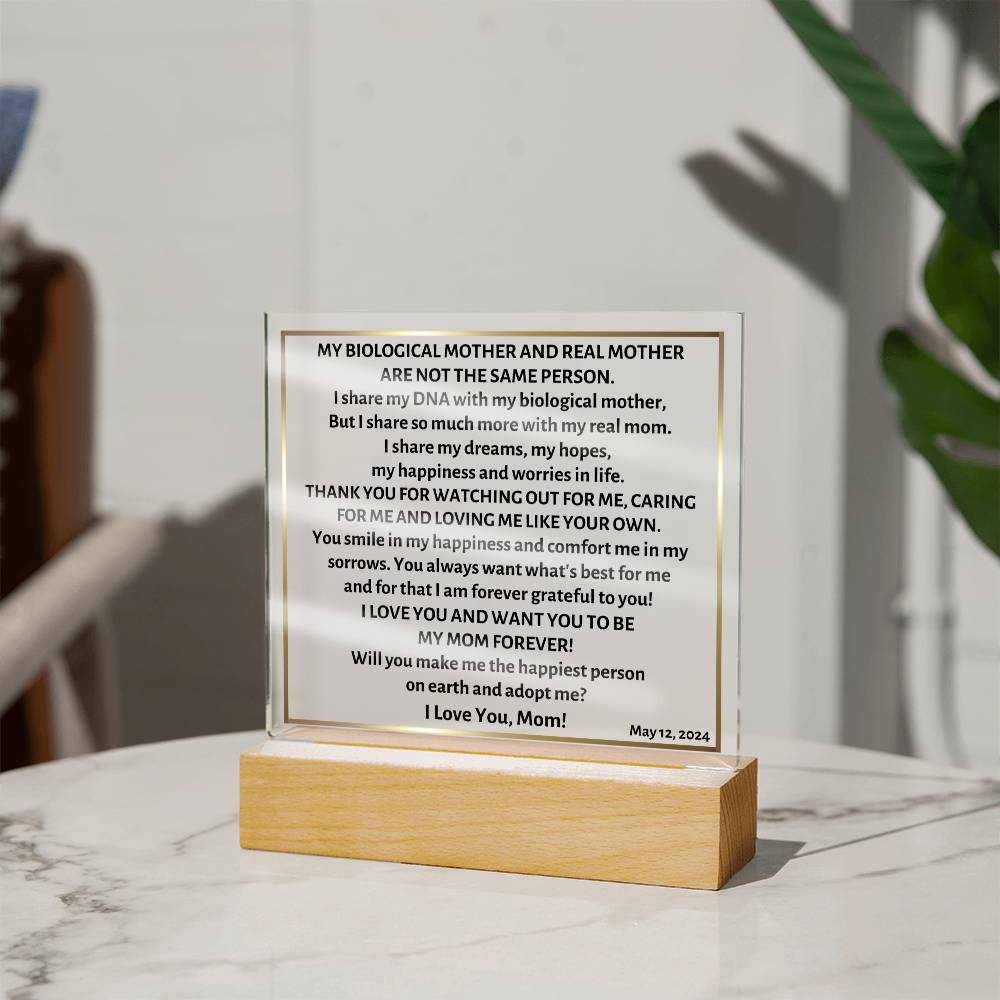Acrylic Square Plaque, gift for step mom, step mother, will you adopt me?