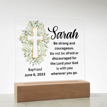 Acrylic Square Plaque, Baptism/Dedication gift for him or her