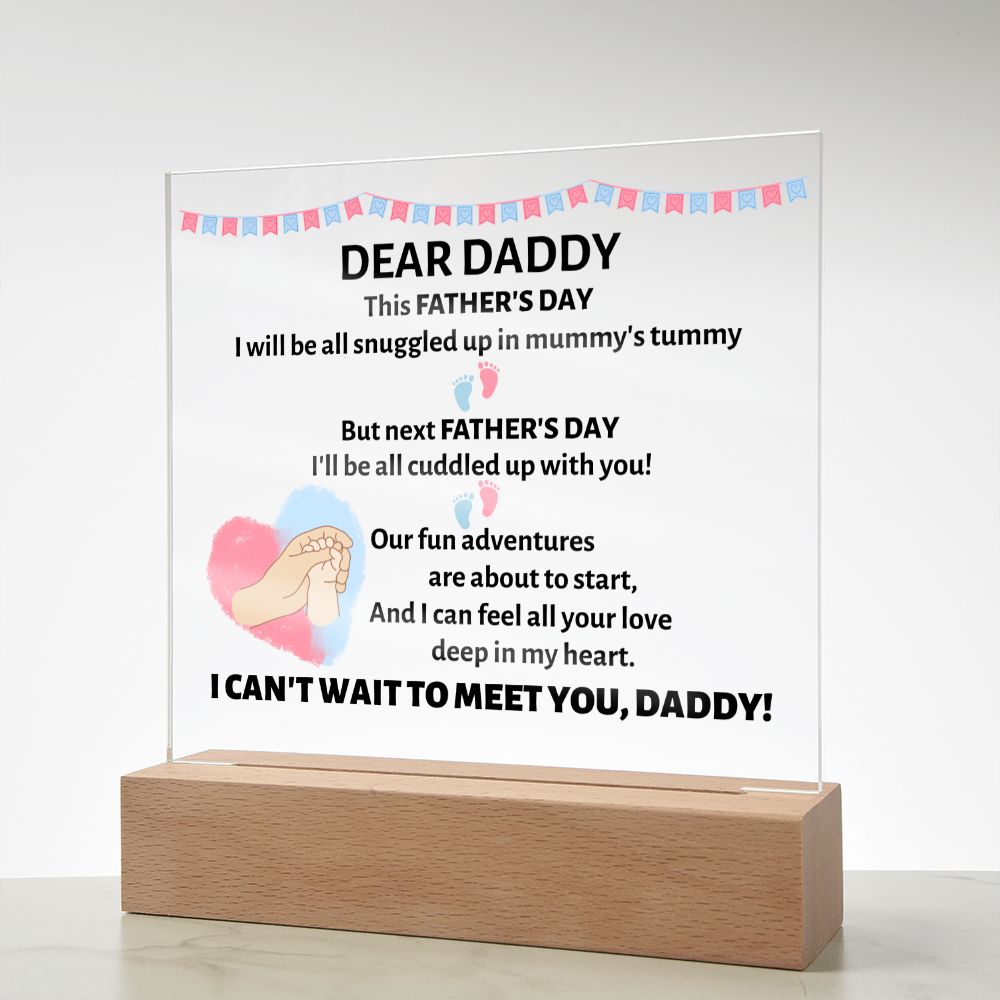 Acrylic square plaque, gift for daddy-to-be, father-to-be, on father's day