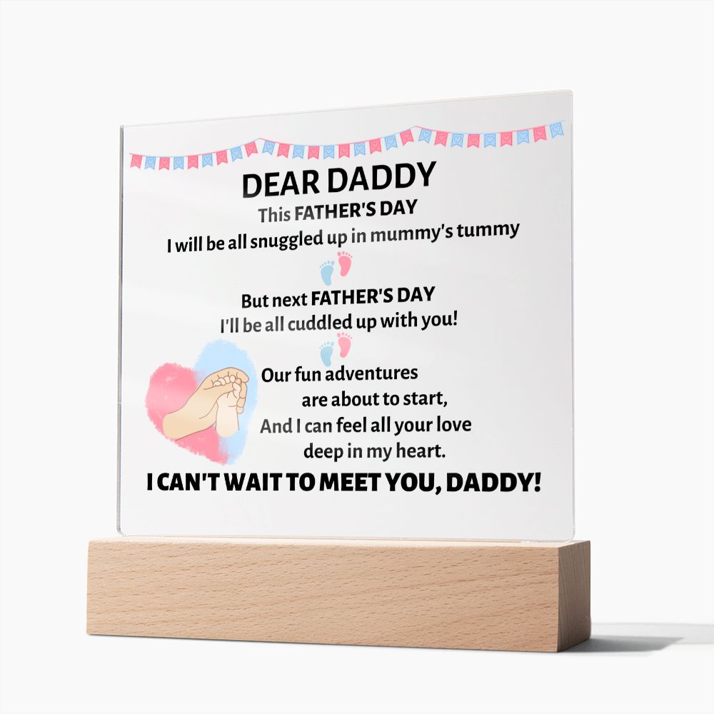 Acrylic square plaque, gift for daddy-to-be, father-to-be, on father's day