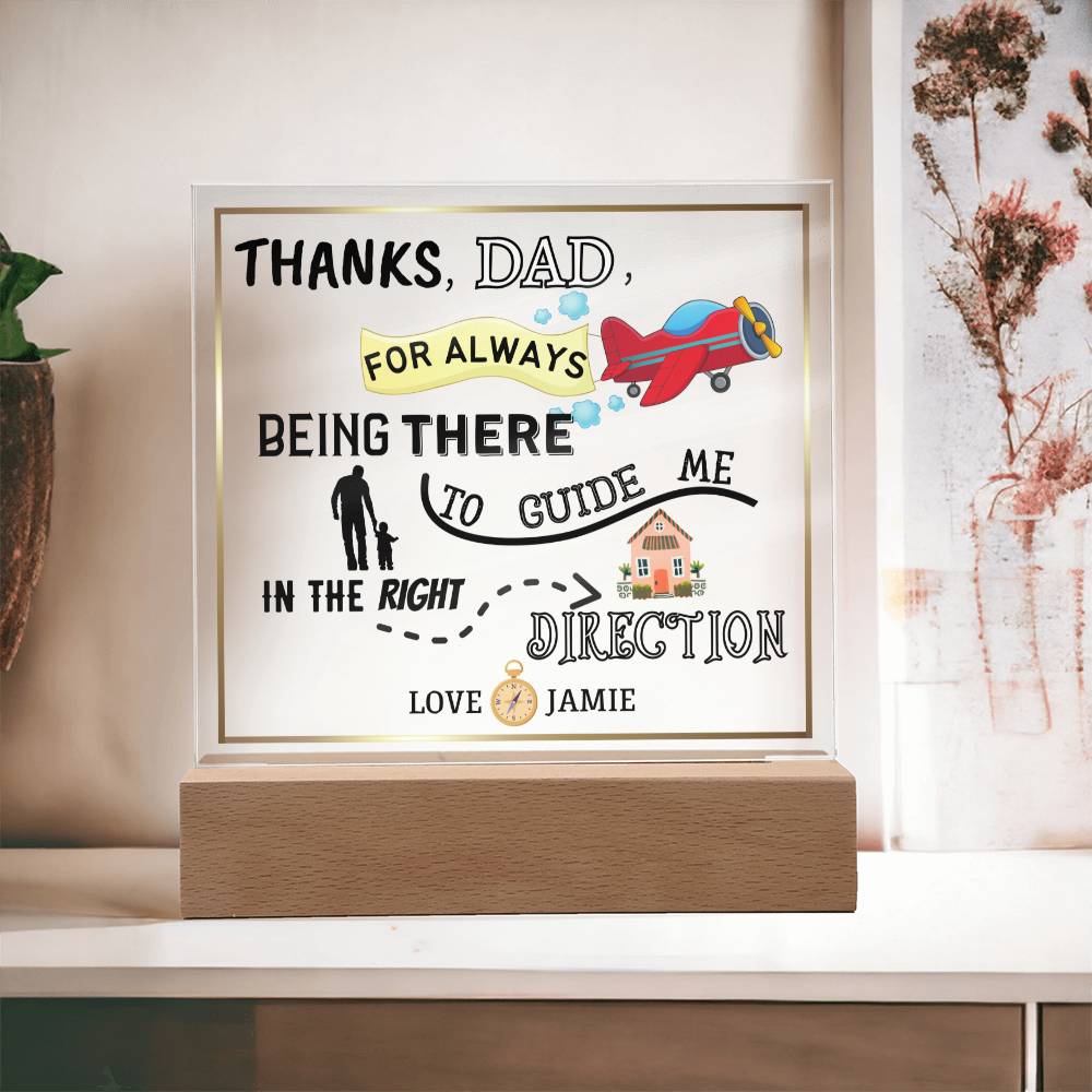 Square Acrylic Plaque, Personalized gift for Dad, Father on his birthday, Thanksgiving, Father's Day, Christmas