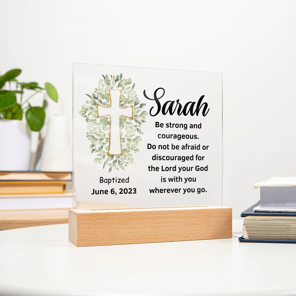 Acrylic Square Plaque, Baptism/Dedication gift for him or her