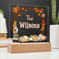 Square Acrylic Plaque, personalized family name gift in Halloween Theme