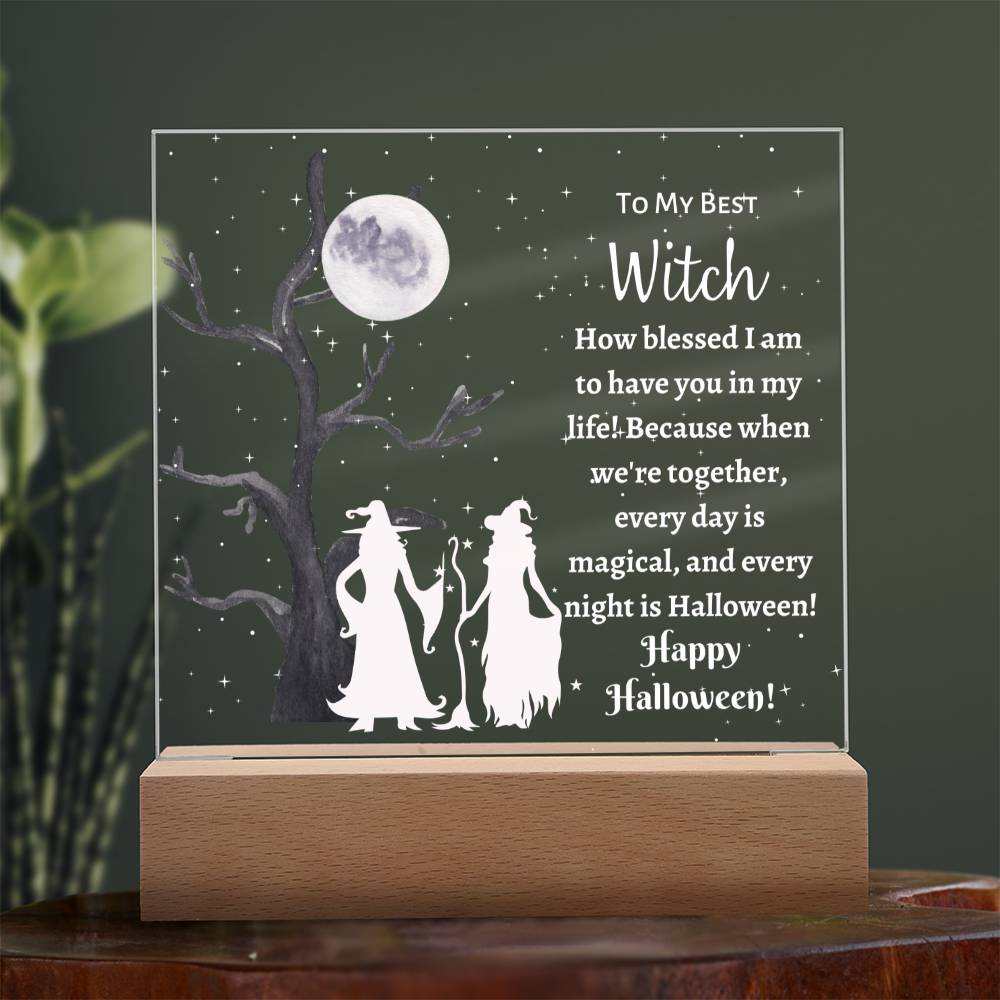 Square Acrylic Plaque, Halloween Gift for Best Friend, best witch, bestie, bff