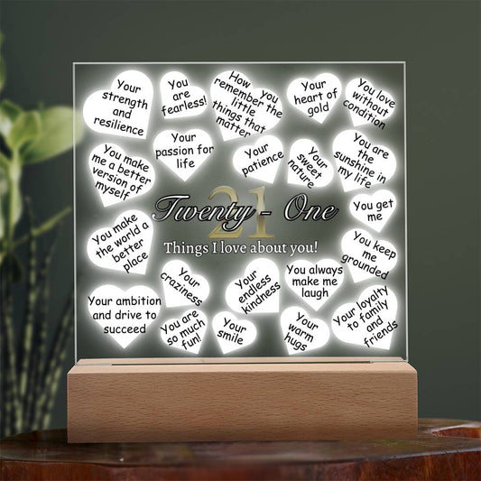 Square Acrylic Plaque, 21st birthday gift for friend, daughter, niece, brother, nephew, cousin, granddaughter, grandson