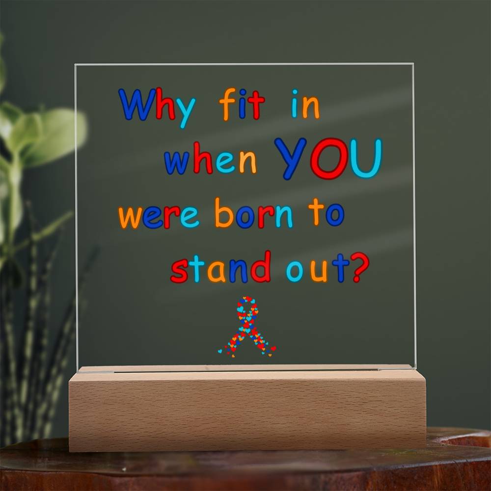 Acrylic square plaque, Autism awareness gift