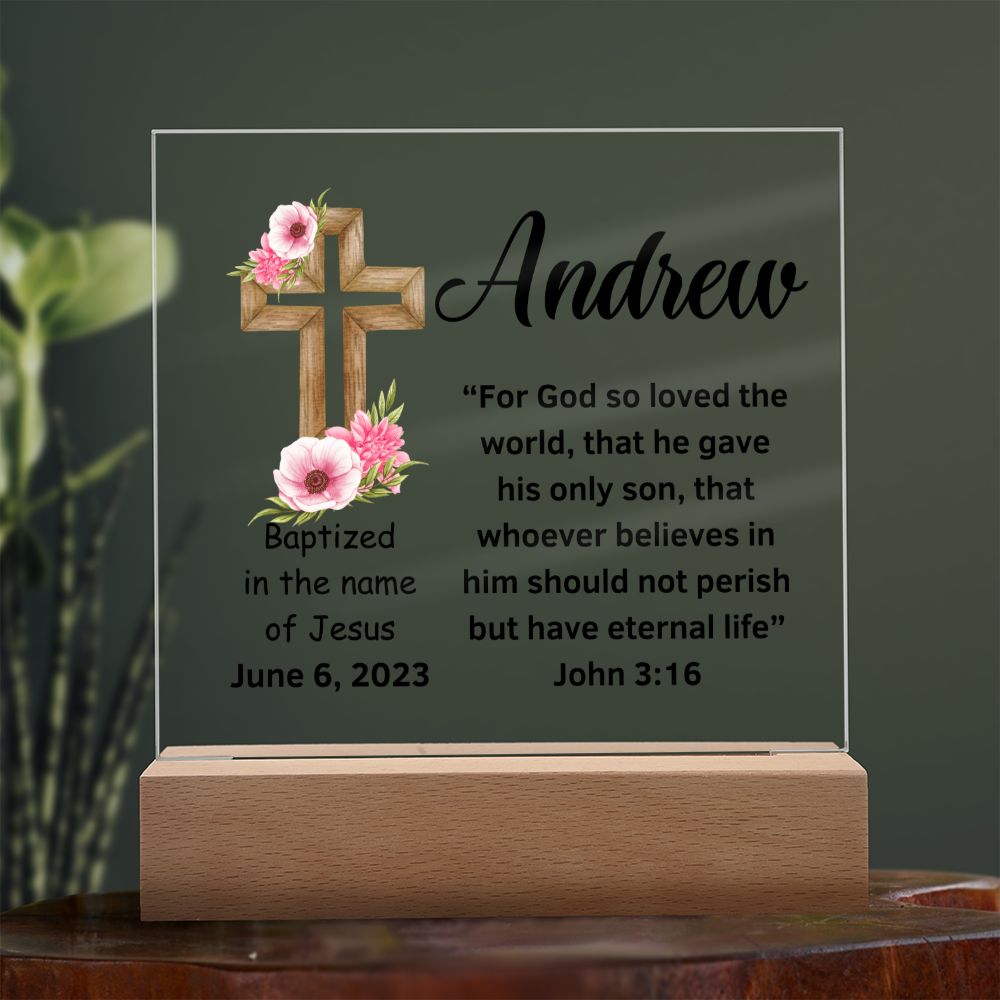 Acrylic Square Plaque, Baptism gift for him or her