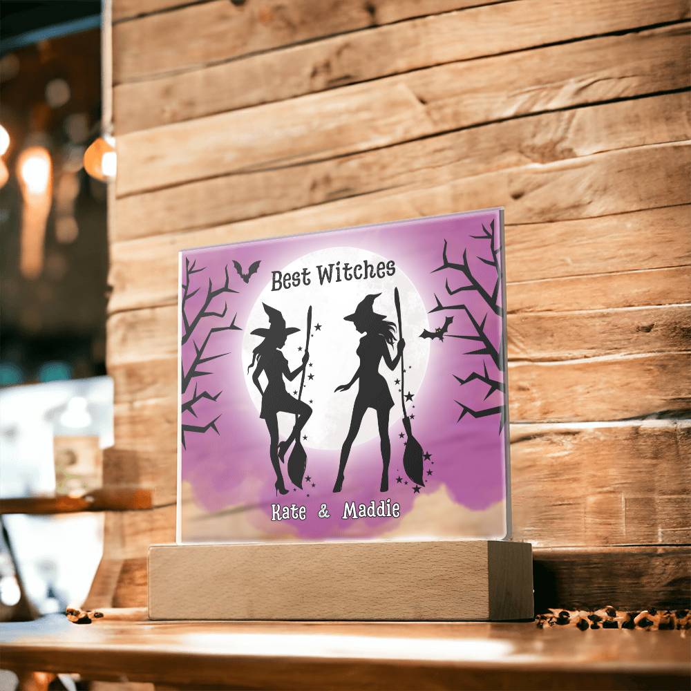 Personalized Square Acrylic Plaque, gift for best witch, best friend on Halloween