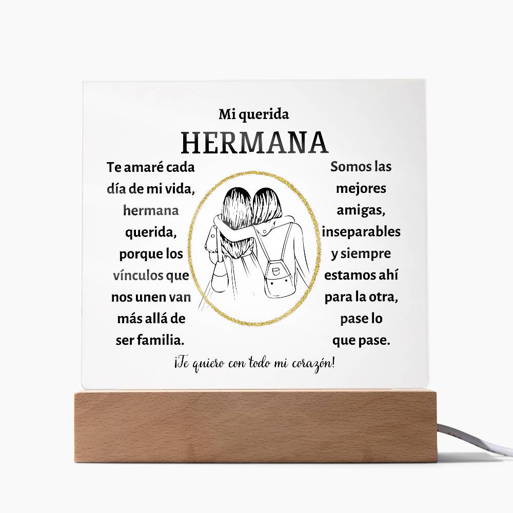 Printed Square Acrylic Plaque with LED, regalo para hermana en su cumpleaños o cualquier otro día