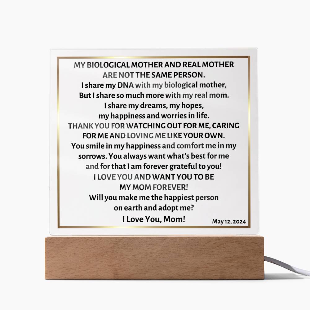 Acrylic Square Plaque, gift for step mom, step mother, will you adopt me?