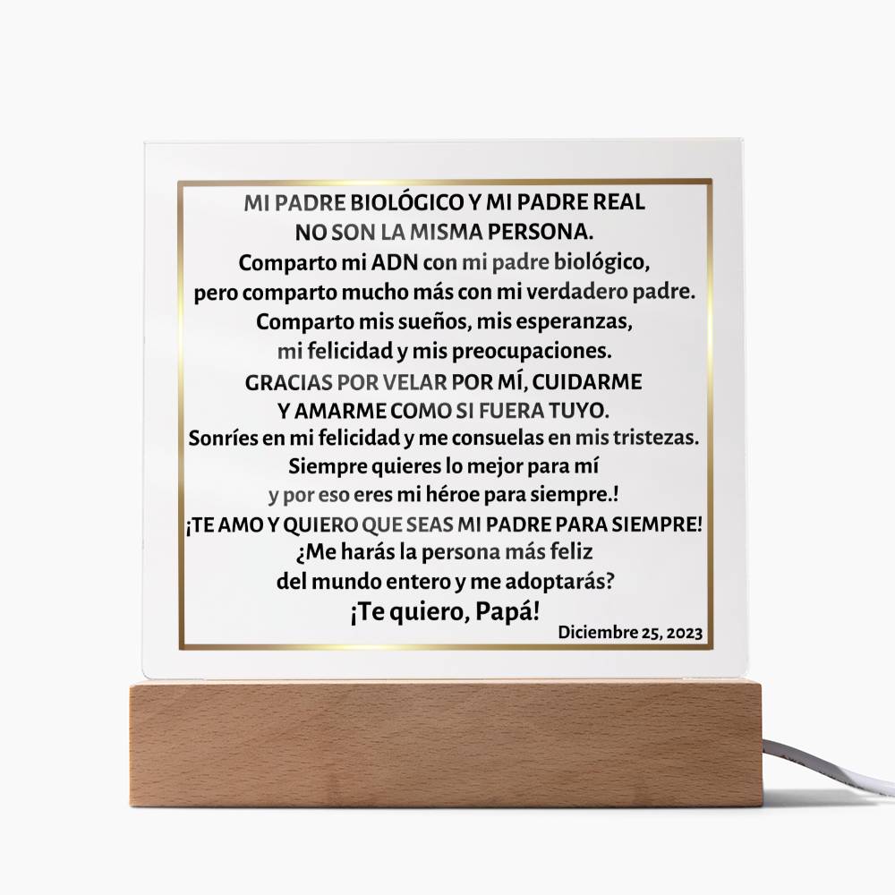 Acrylic Square Plaque, Placa cuadrada acrílica, regalo para padrastro ¿me adoptas?