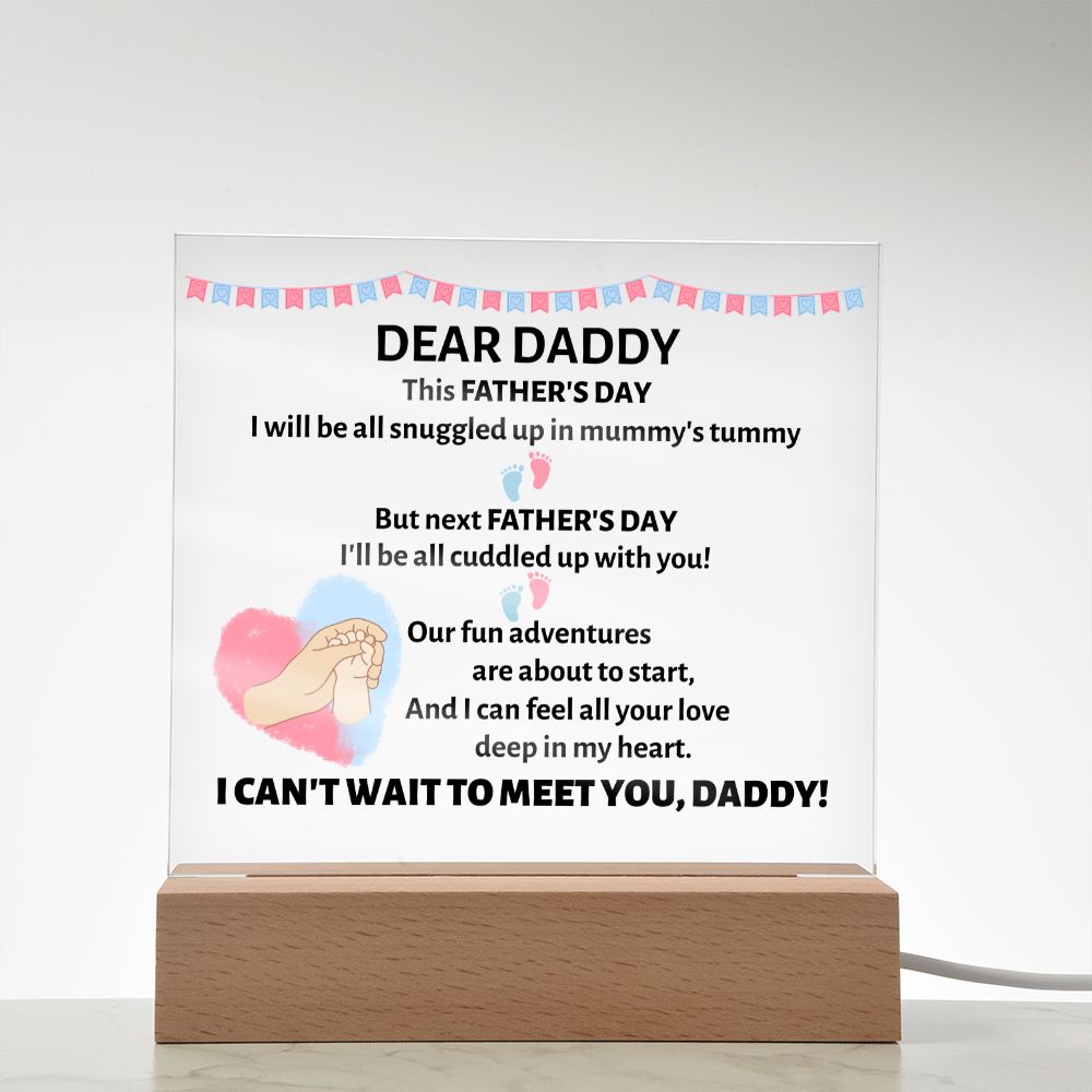 Acrylic square plaque, gift for daddy-to-be, father-to-be, on father's day