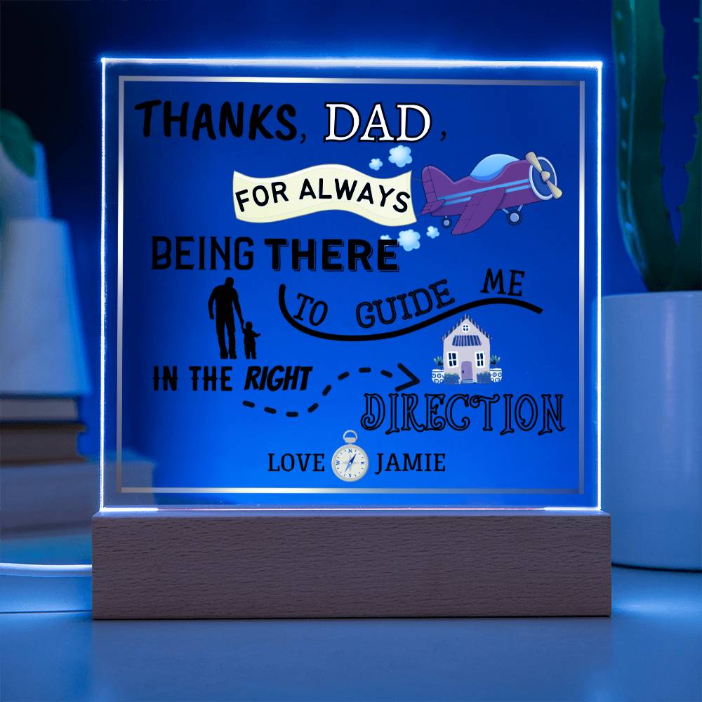 Square Acrylic Plaque, Personalized gift for Dad, Father on his birthday, Thanksgiving, Father's Day, Christmas