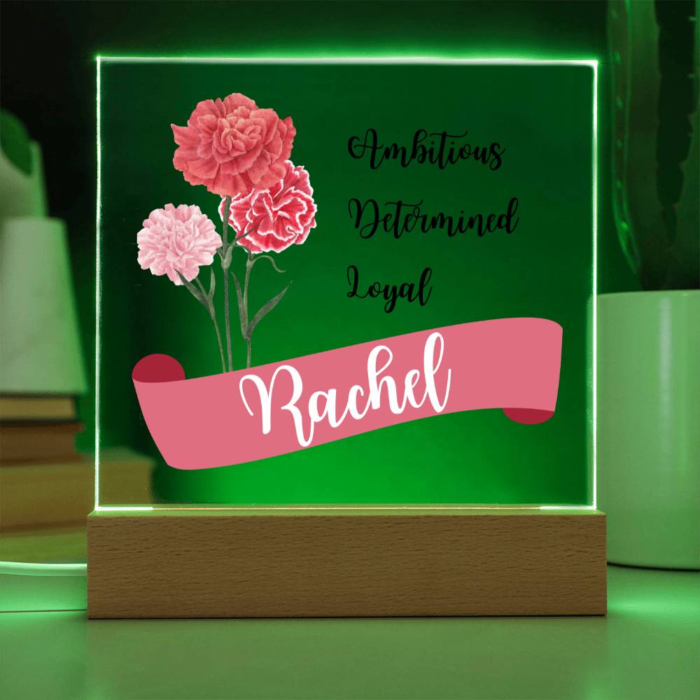 Personalized Birth month flower Square Acrylic Plaque, gift for daughter, friend, mother