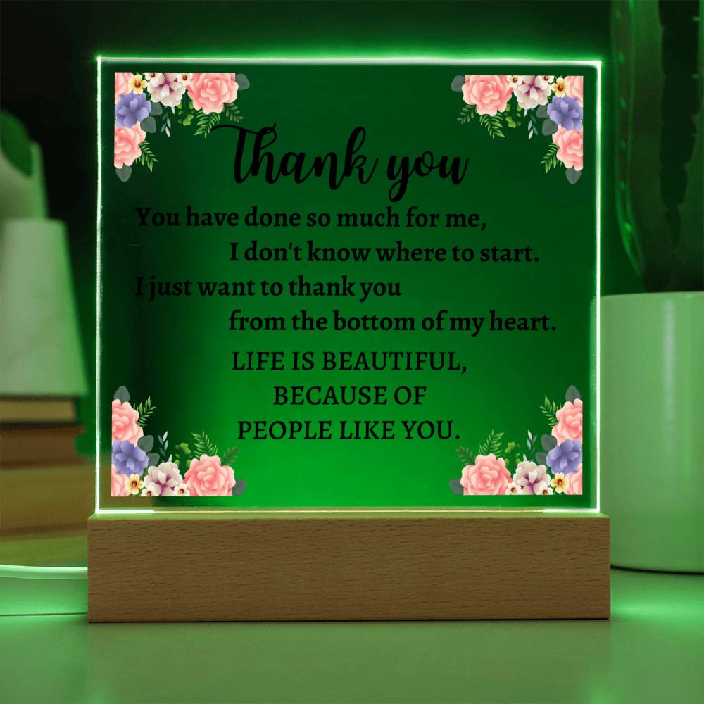 Printed Acrylic Square Plaque, thank you gift for friend and family