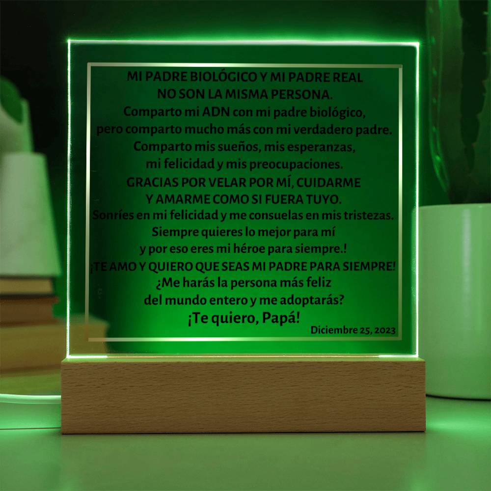 Acrylic Square Plaque, Placa cuadrada acrílica, regalo para padrastro ¿me adoptas?