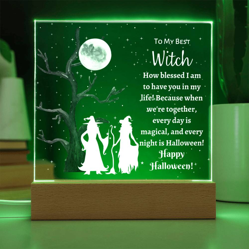 Square Acrylic Plaque, Halloween Gift for Best Friend, best witch, bestie, bff