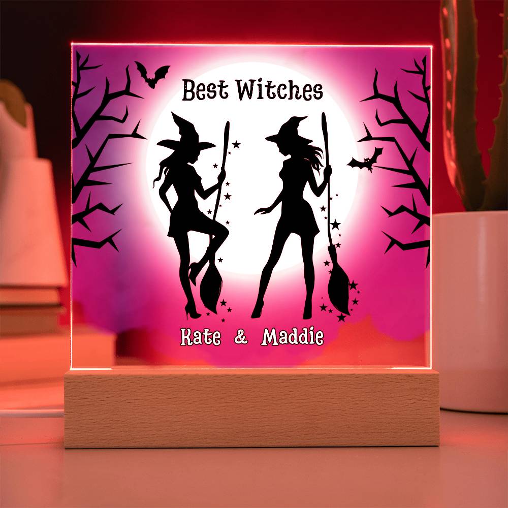 Personalized Square Acrylic Plaque, gift for best witch, best friend on Halloween