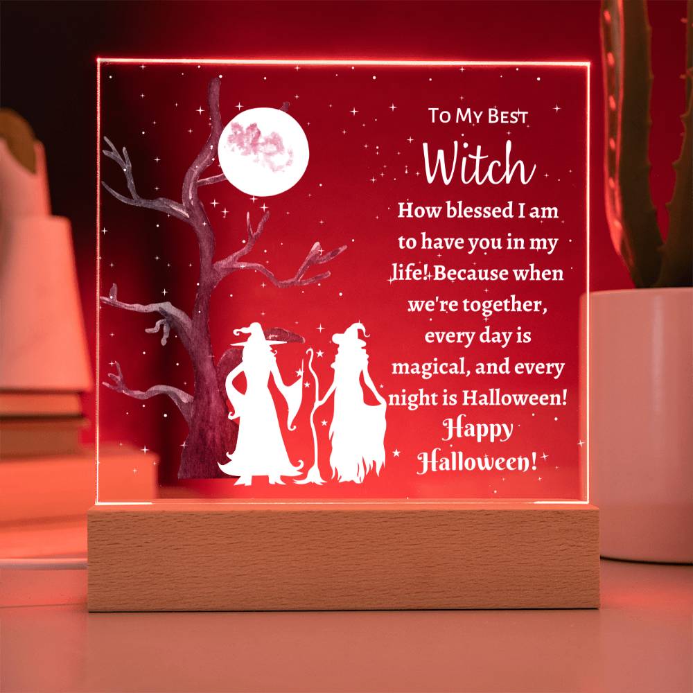 Square Acrylic Plaque, Halloween Gift for Best Friend, best witch, bestie, bff