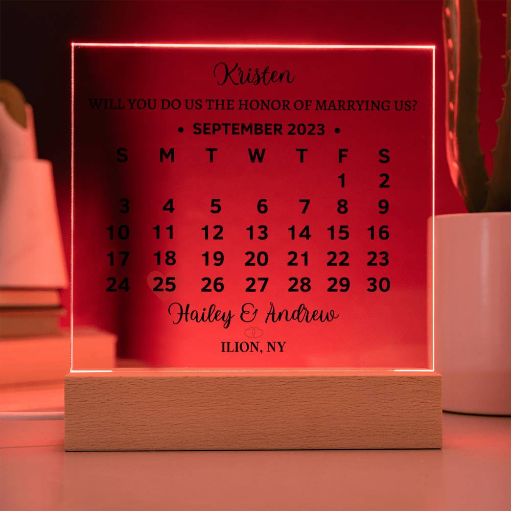 Personalized Acrylic square plaque, will you marry us proposal for wedding, officiant save the date