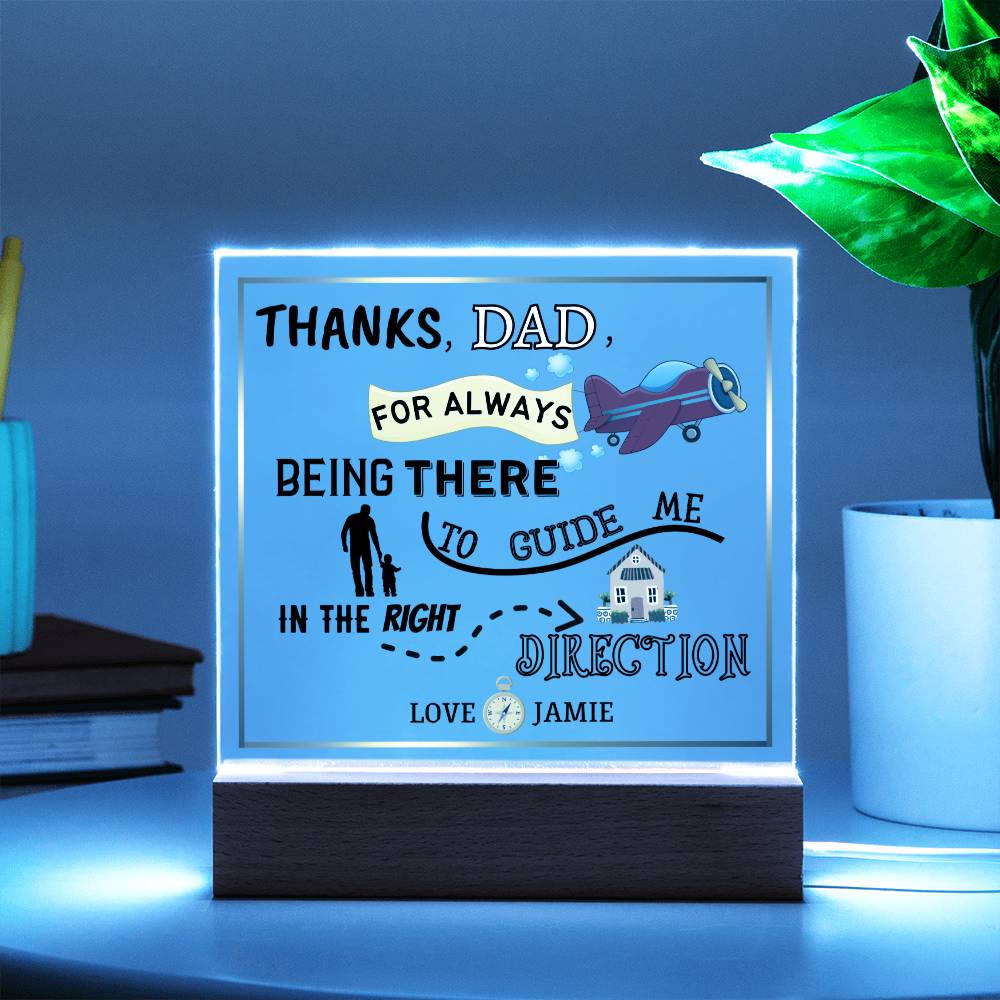 Square Acrylic Plaque, Personalized gift for Dad, Father on his birthday, Thanksgiving, Father's Day, Christmas