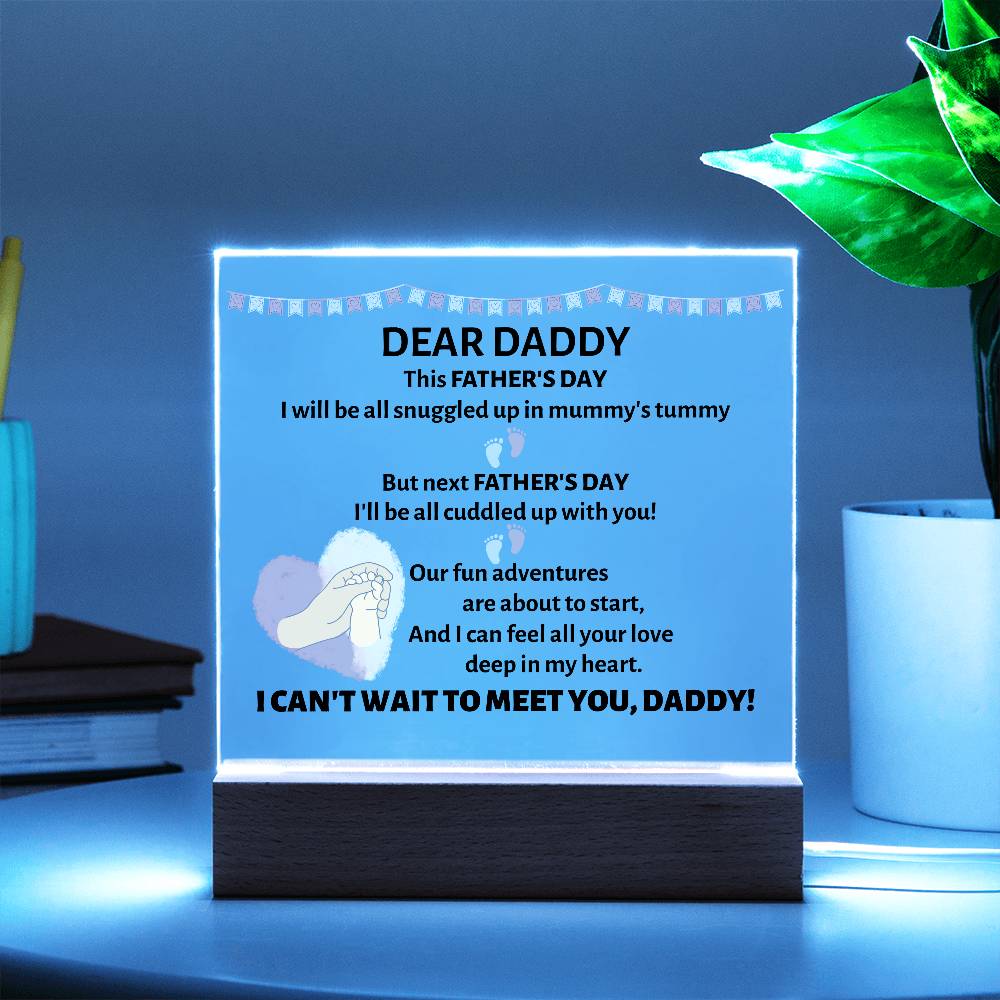 Acrylic square plaque, gift for daddy-to-be, father-to-be, on father's day