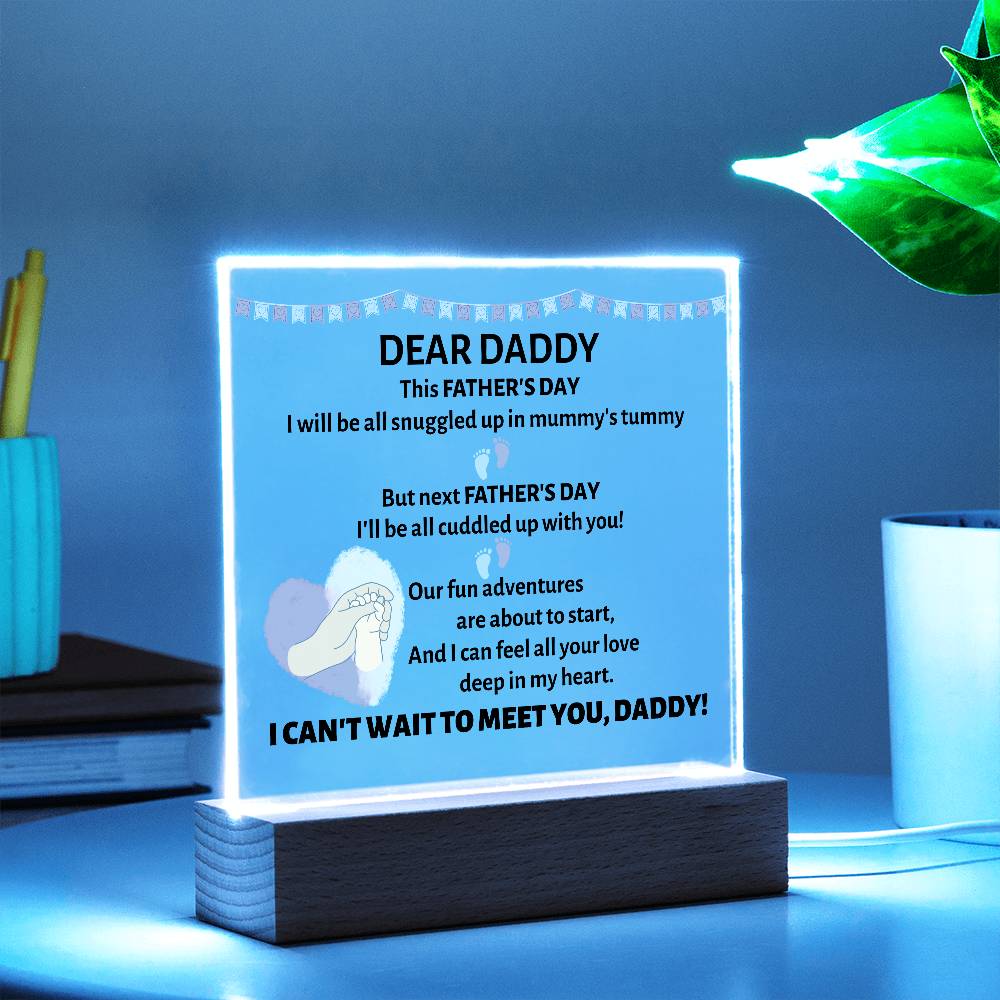 Acrylic square plaque, gift for daddy-to-be, father-to-be, on father's day