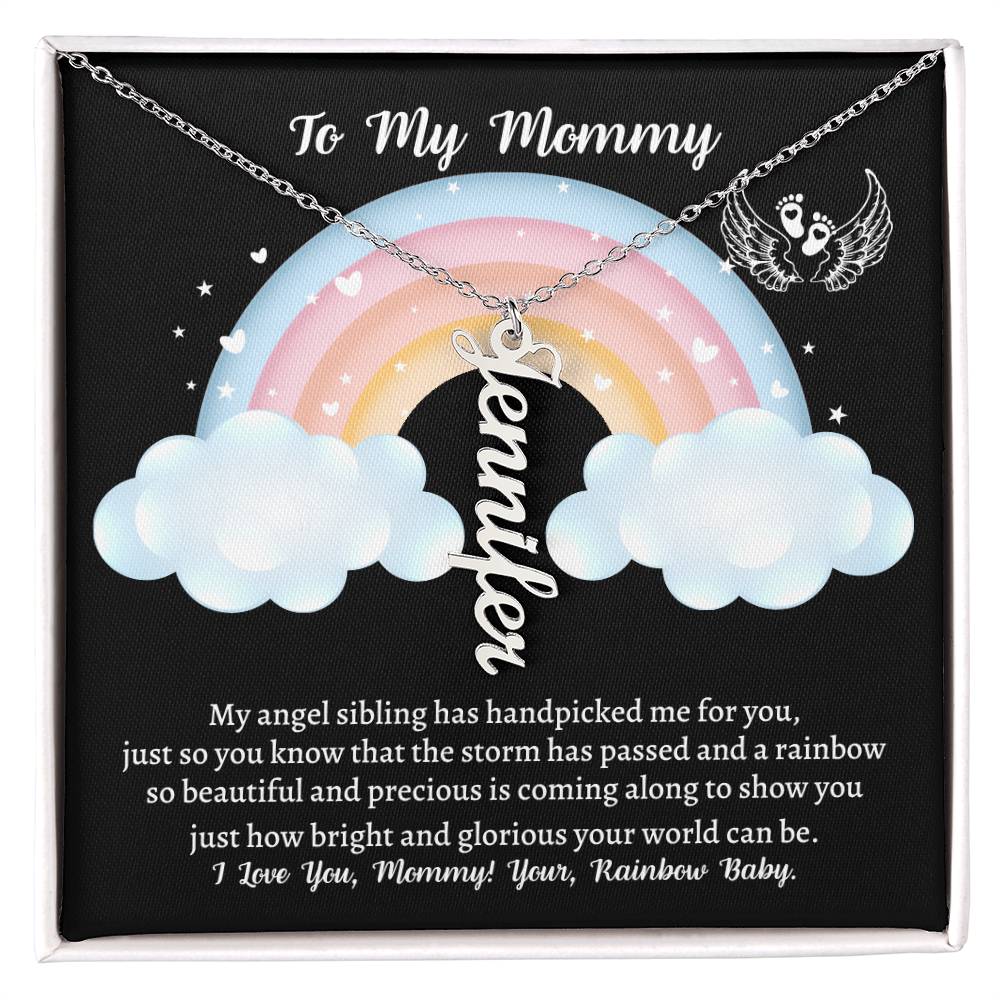 Personalized Vertical Name Necklace, gift for mommy-to-be on her baby shower, birthday, Christmas, Mother's Day