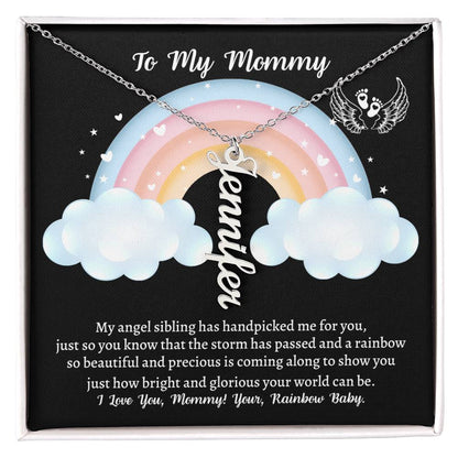 Personalized Vertical Name Necklace, gift for mommy-to-be on her baby shower, birthday, Christmas, Mother's Day