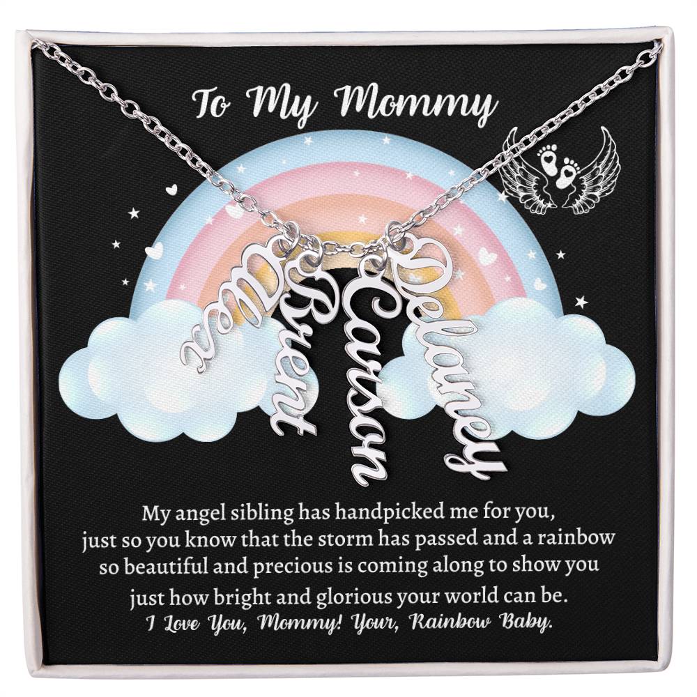 Personalized Vertical Name Necklace, gift for mommy-to-be on her baby shower, birthday, Christmas, Mother's Day