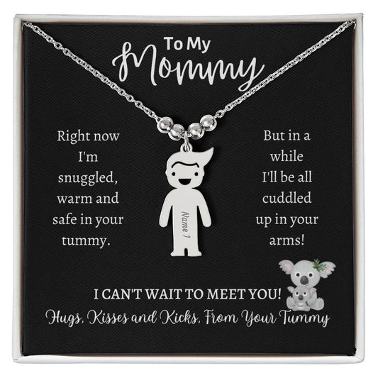 Engraved Kids Charm Necklace, gift for Mommy to be, on baby shower, push gift, birthday, mothers day, Christmas