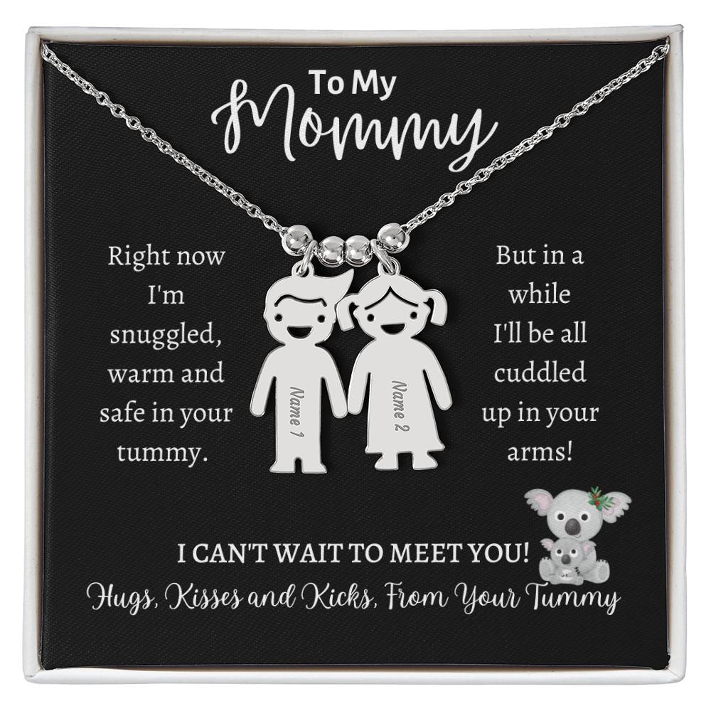 Engraved Kids Charm Necklace, gift for Mommy to be, on baby shower, push gift, birthday, mothers day, Christmas