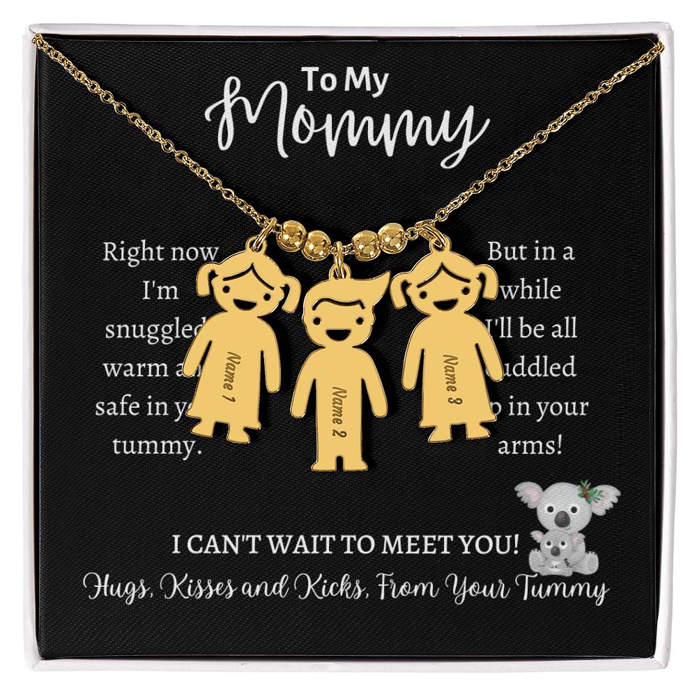 Engraved Kids Charm Necklace, gift for Mommy to be, on baby shower, push gift, birthday, mothers day, Christmas