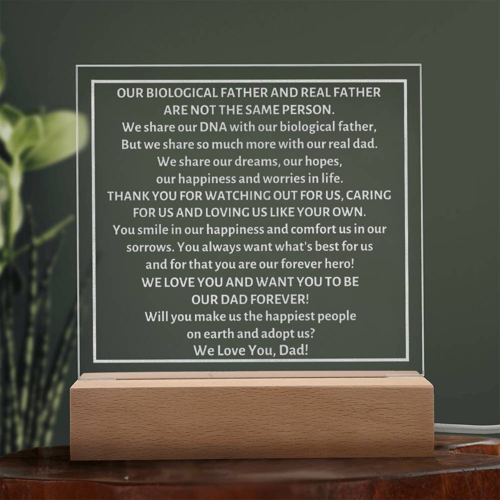 Engraved Acrylic Plaque, gift for step dad, step father, will you adopt us?