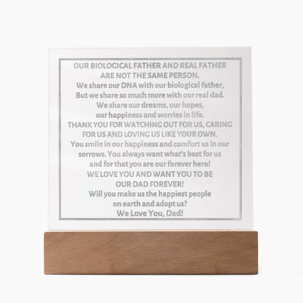 Engraved Acrylic Plaque, gift for step dad, step father, will you adopt us?