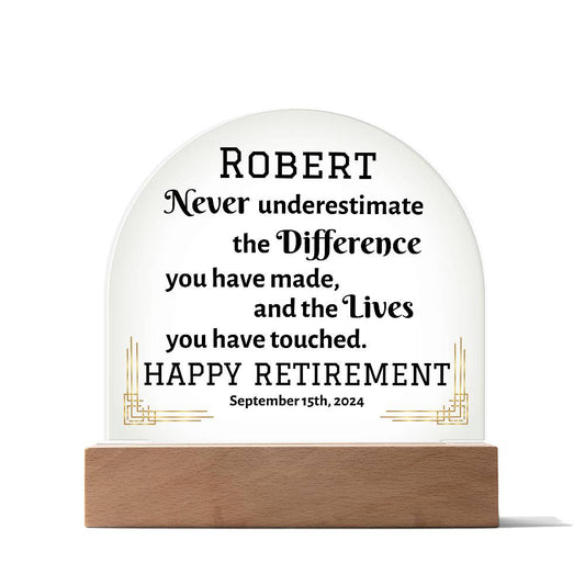 Domed Acrylic Plaque, Personalized Retirement Gift